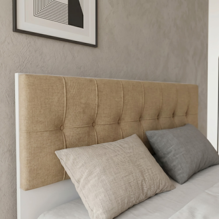 Pat 160 x 200, Tablie Tapitata BEJ, Burete de 5 cm Grosime, Culoare Alb [1]