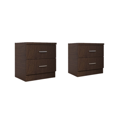 Noptiere - Set 2 Noptiere cu 2 sertare, H50 x A45 x L50 cm, Culoare WENGE, Material PAL 18mm
