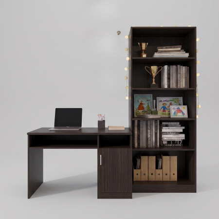 Set birou ALEX cu bibliotecă SKY, Culoare Wenge, PAL 18 mm [1]