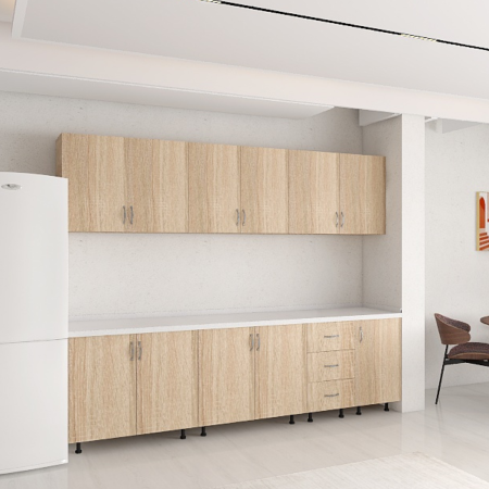 Set Bucatarie 220 cm, Pal 18mm, Culoare Sonoma. Blat Termorezistent Inclus [1]