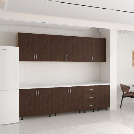 Set Bucatarie 220 cm, Pal 18mm, Culoare Wenge. Blat Termorezistent Inclus [1]