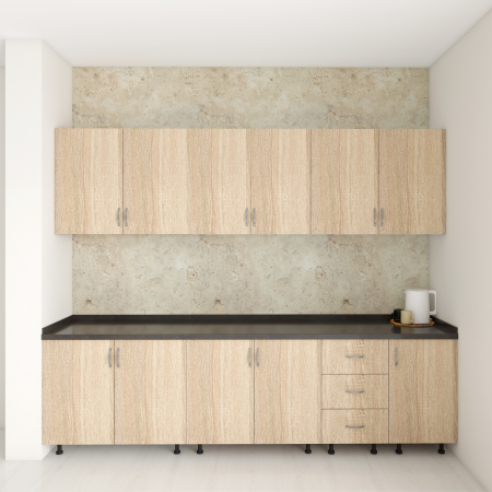 Set Bucatarie 240cm Valencia , Pal 18mm, Blat Termorezistent Negru , Culoare Stejar Sonoma [3]