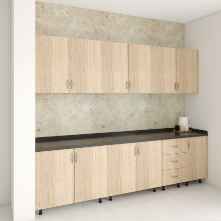 Set Bucatarie 240cm Valencia , Pal 18mm, Blat Termorezistent Negru , Culoare Stejar Sonoma [4]