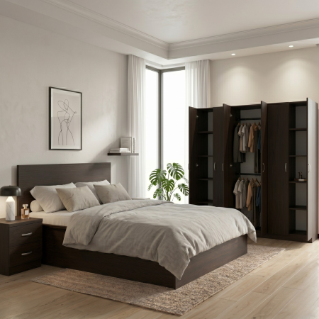 Dormitoare - Set Dormitor Complet Wenge, Material PAL 18mm