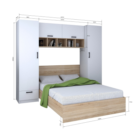 Set Dormitor Tineret, Culoare Stejar Sonoma, Fronturi Albe [1]