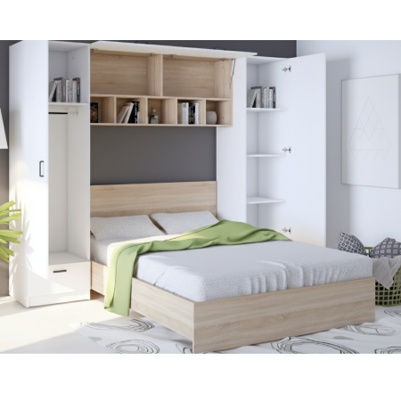 Set Dormitor Tineret, Culoare Stejar Sonoma, Fronturi Albe [2]