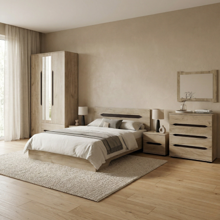 Set Dormitor Valencia, Culoare Stejar Gri [2]