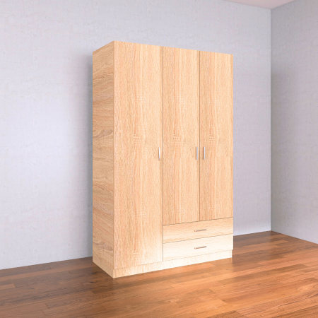 Sifonier cu rafturi si 2 sertare H200xL110x50cm, Culoare SONOMA, Material Pal 18mm [2]