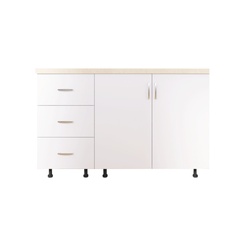Corp Bucatarie Inferior L120 x A50 x H90cm, Culoare Alb, PAL 18mm