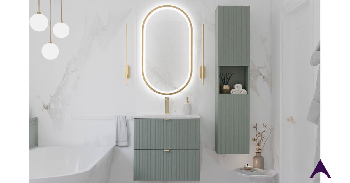 Inspiratie mobilier baie modern line reed green