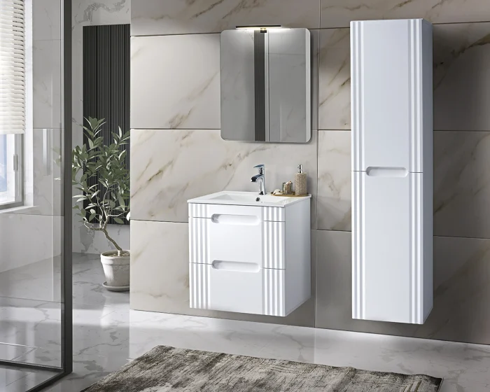 Set mobilier baie suspendat culoare alb