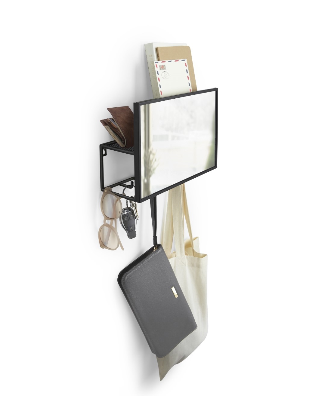 Elemente organizare - Oglindă Negru, 32x10x20cm, Umbra 1012828-040