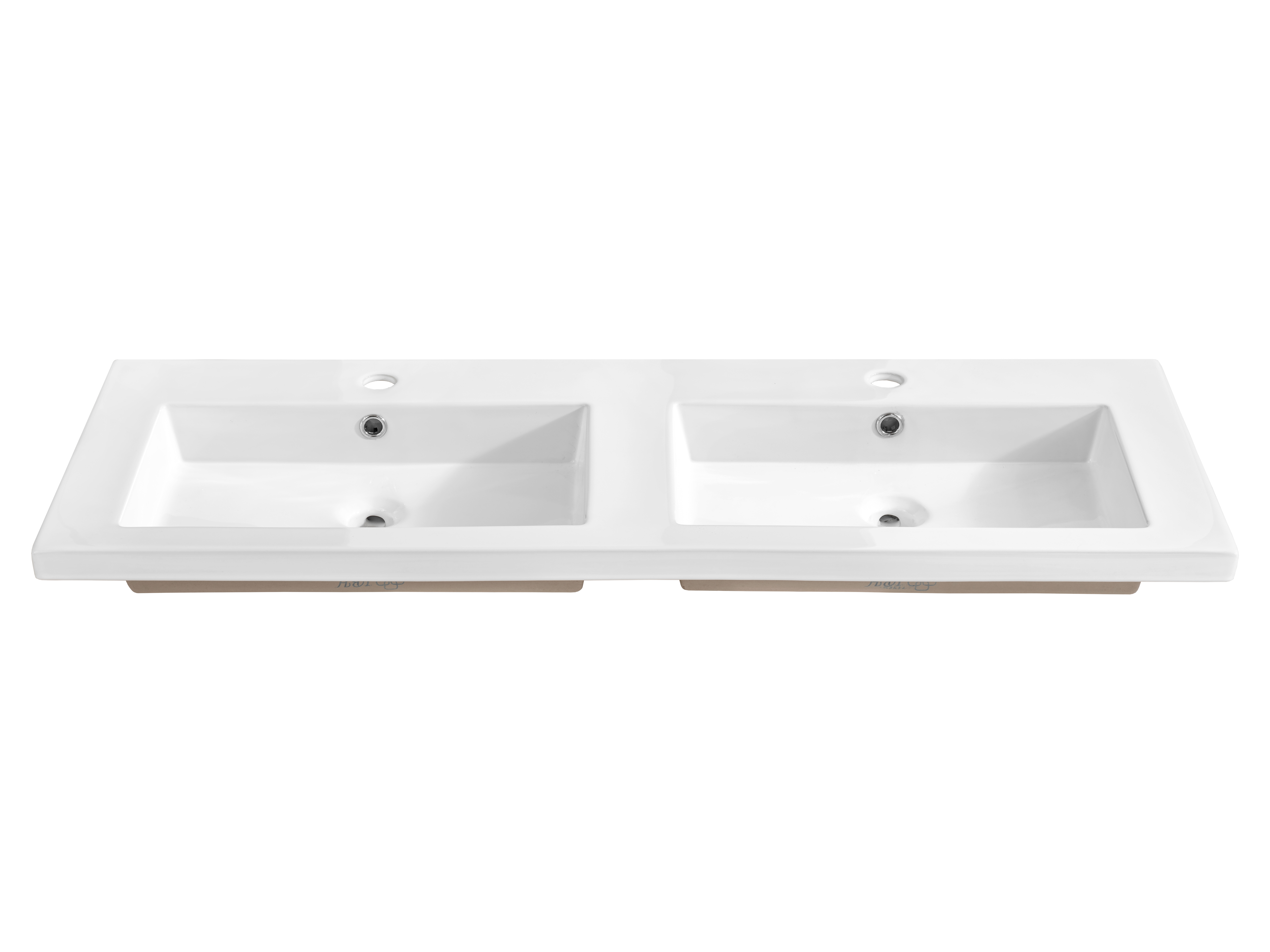 Lavoar SPIRIT 120 cm, dublu, încastrat, ceramică, Alb Lucios - COMAD [2]