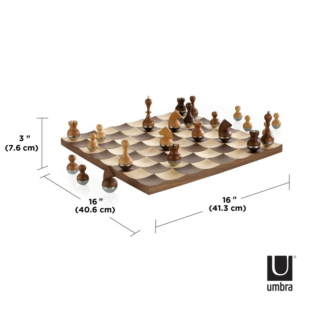 Șahuri Wobble 41x41x8 cm, Lemn de Nuc și Oțel Inoxidabil Nuc - Umbra [6]
