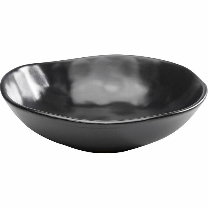 Produse - Farfurie Adâncă Organic 22x22x5,8 cm, Gresie Ceramică Negru - Kare Design