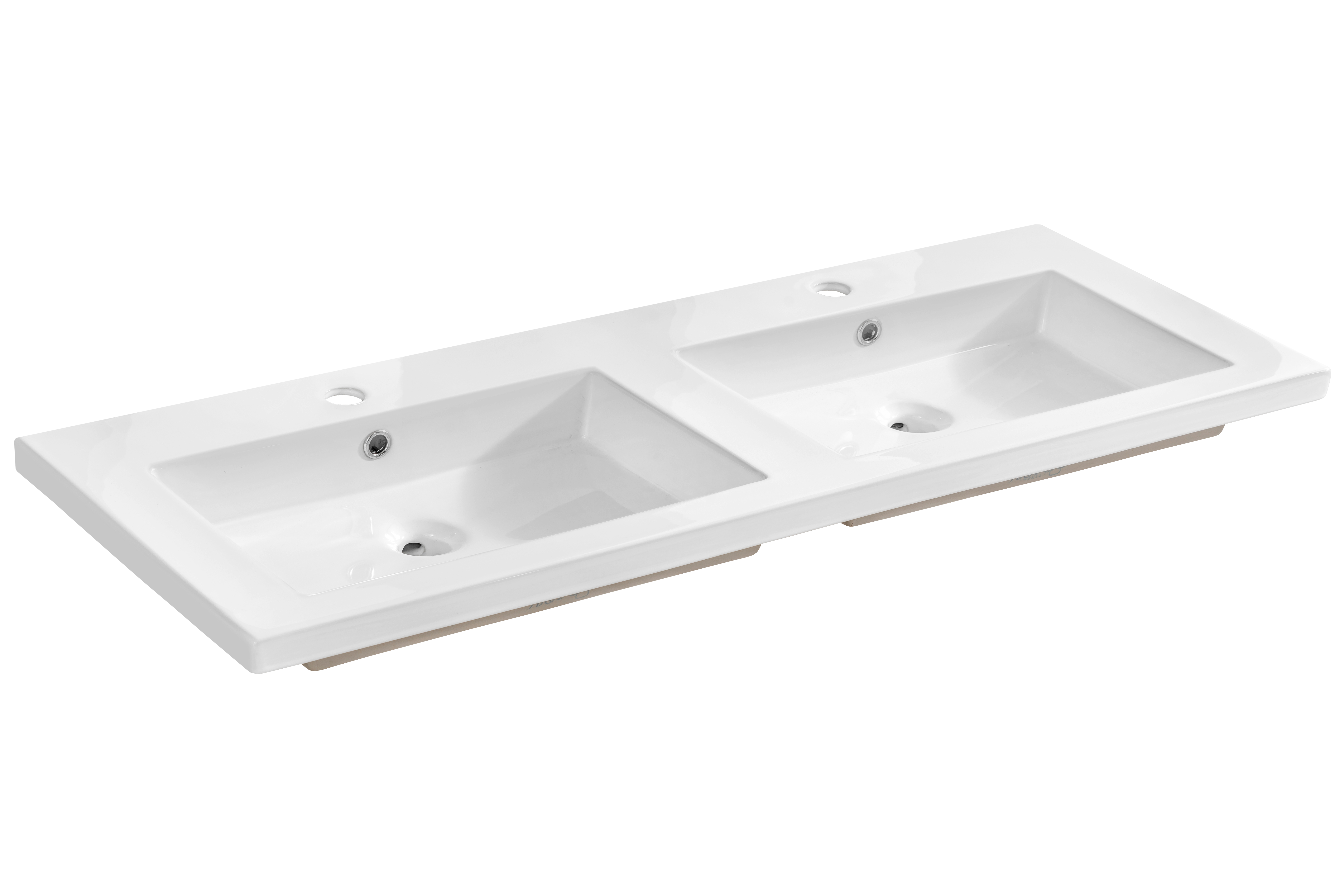 Produse - Lavoar SPIRIT 120 cm, dublu, încastrat, ceramică, Alb Lucios - COMAD