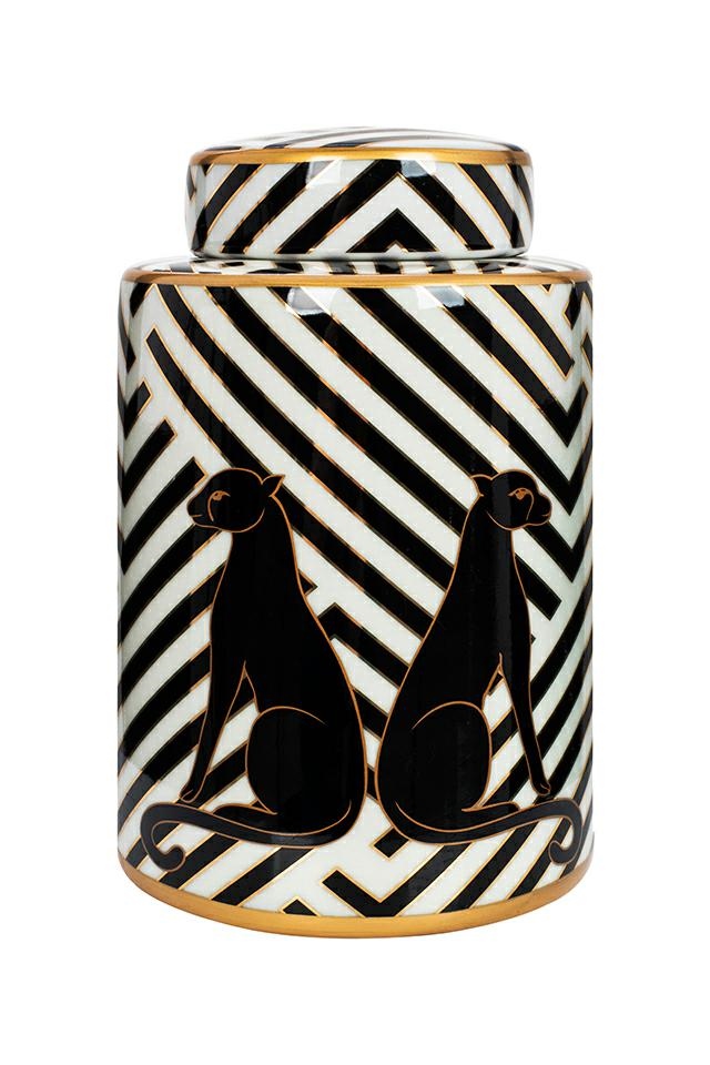 Produse - Borcan Decorativ Panther 15x15x25 cm, Porțelan - Kare Design