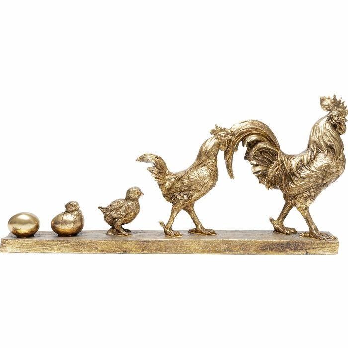 Produse - Decorațiune Chicken Evolution 57,5x11x27,5 cm, Rășină Auriu Antic - Kare Design