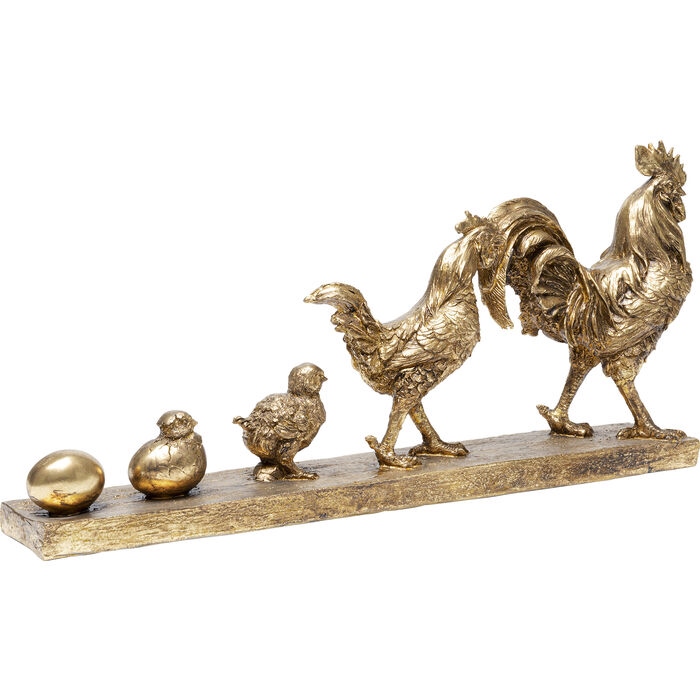 Decorațiune Chicken Evolution 57,5x11x27,5 cm, Rășină Auriu Antic - Kare Design [2]