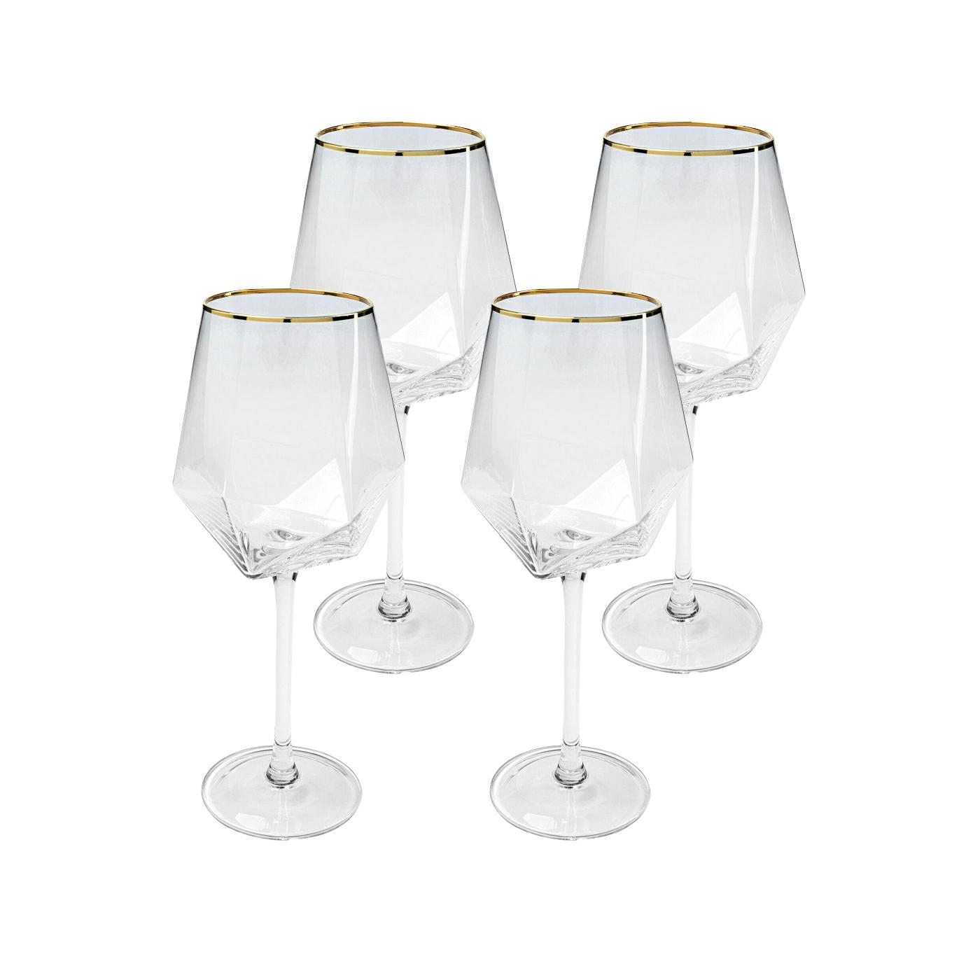 Produse - Set de 4 Pahare de Vin Diamond Rim 525 7,5x7x24,5 cm, Sticlă Transparent - Kare Design