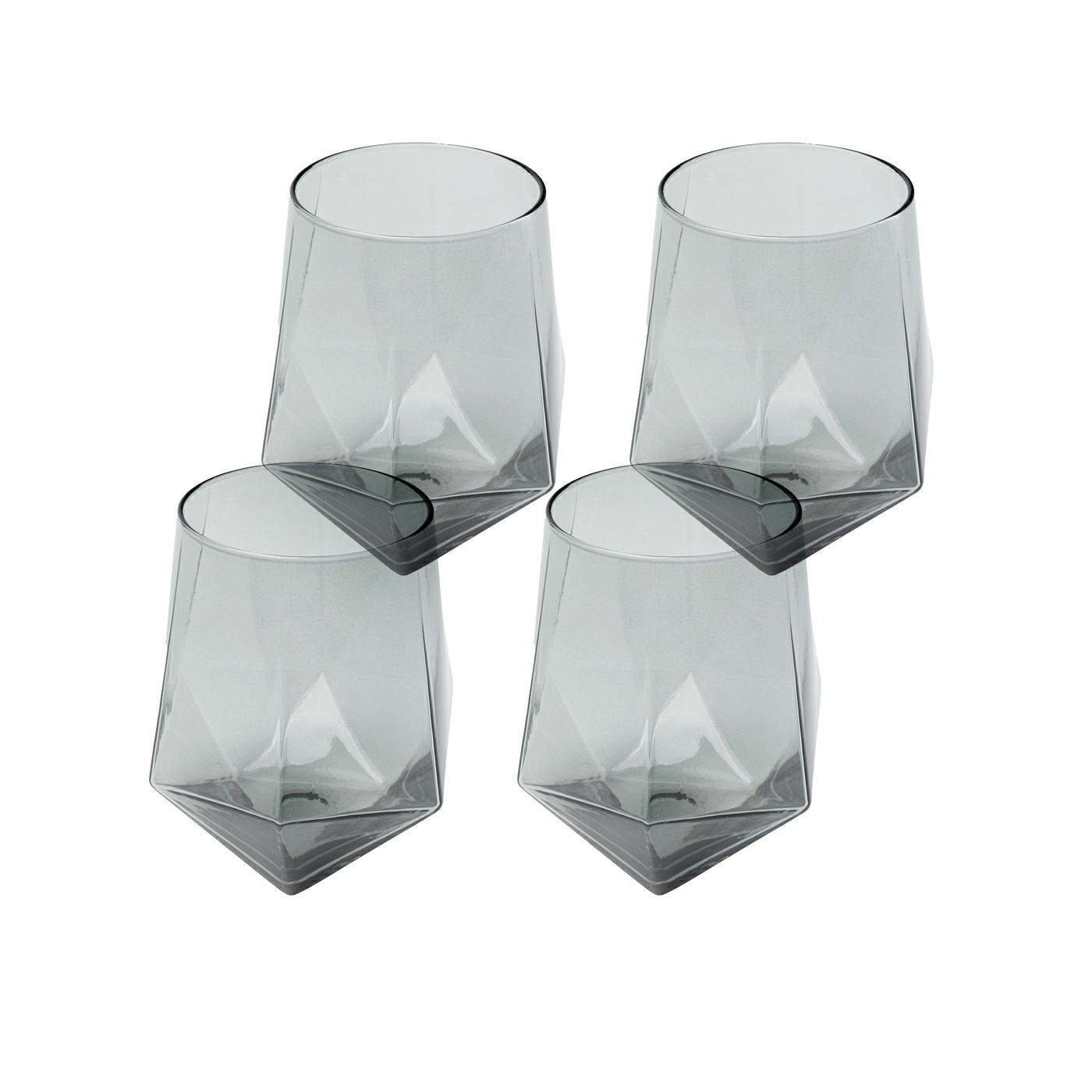 Produse - Set de 4 Pahare Diamond Smoke 510 5x8x12 cm, Sticlă Gri - Kare Design