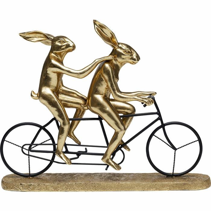 Produse - Decoraţiune Tandem Rabbits 42,5x10,5x34 cm, Oțel Laminat și Rășină Poliesterică Auriu, Negru - Kare Design