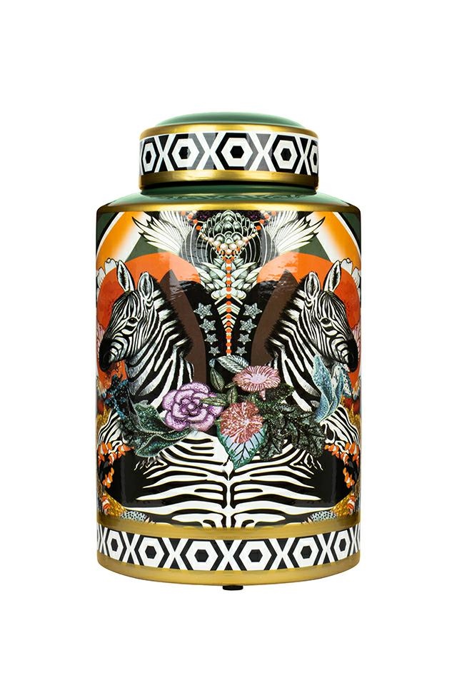 Produse - Borcan Decorativ Zebra Duo 18x18x30 cm, Porcelană - Kare Design