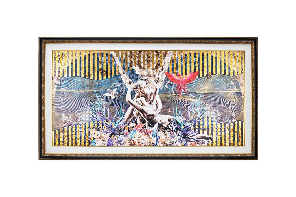 Produse - Tablou Decorativ Lovers 180x6,7x106 cm, Hârtie Artistică Stil Antic - Kare Design