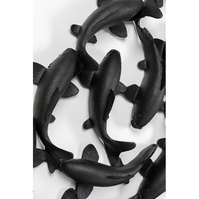 Decorațiune de Perete School Of Koi 160x10x160 cm, Fibră de Sticlă Negru - Kare Design [2]