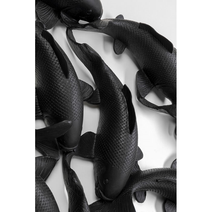 Decorațiune de Perete School Of Koi 160x10x160 cm, Fibră de Sticlă Negru - Kare Design [4]