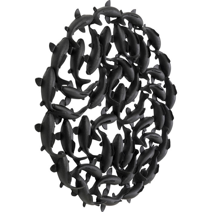 Decorațiune de Perete School Of Koi 160x10x160 cm, Fibră de Sticlă Negru - Kare Design [7]