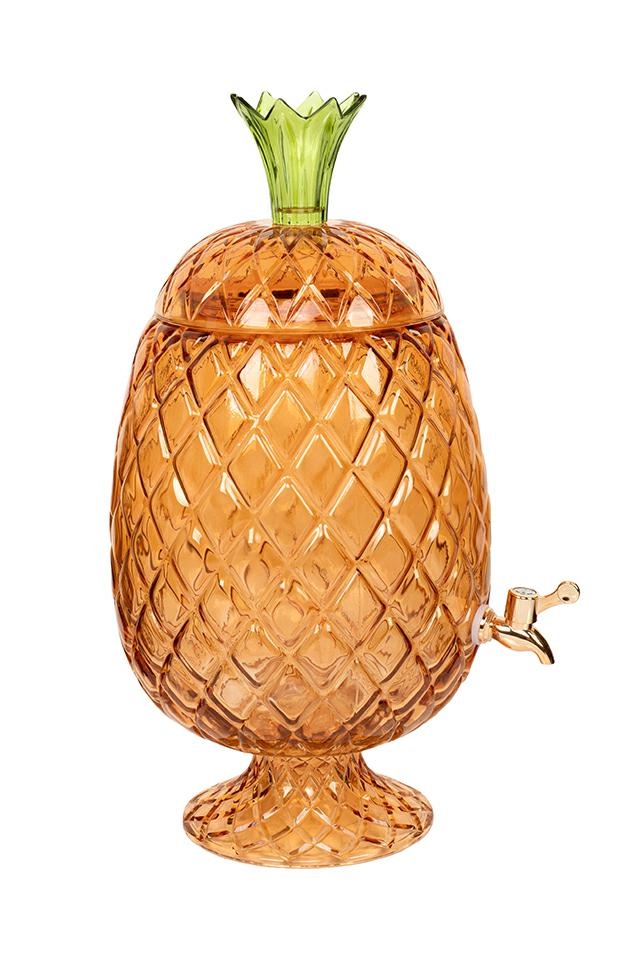 Produse - Dozator de Băuturi Pineapple 26x26x50 cm, Sticlă Suflată Chihlimbar - Kare Design