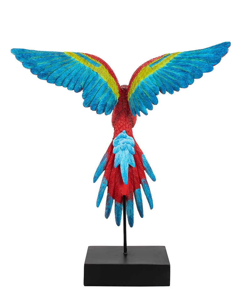 Decorațiune Papagal Aripi Deschise Roșu / Albastru Papagal Aripi Deschise Roșu 52,1x61,2x17,2 cm, Rășină Polimerică Roșu; Albastru - Kare Design [4]