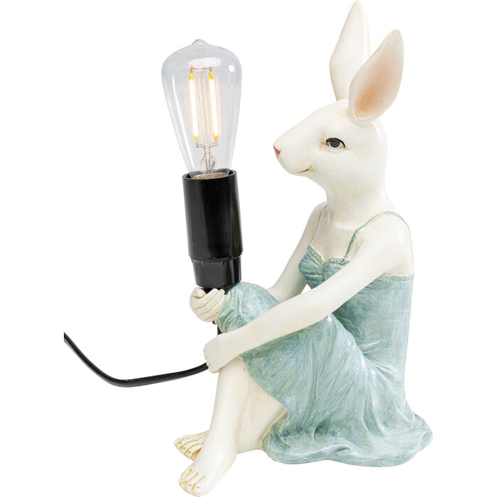Lampă de Masă Girl Rabbit 14x12x21 cm, Rășină Poliesterică Lacuită - Kare Design [2]