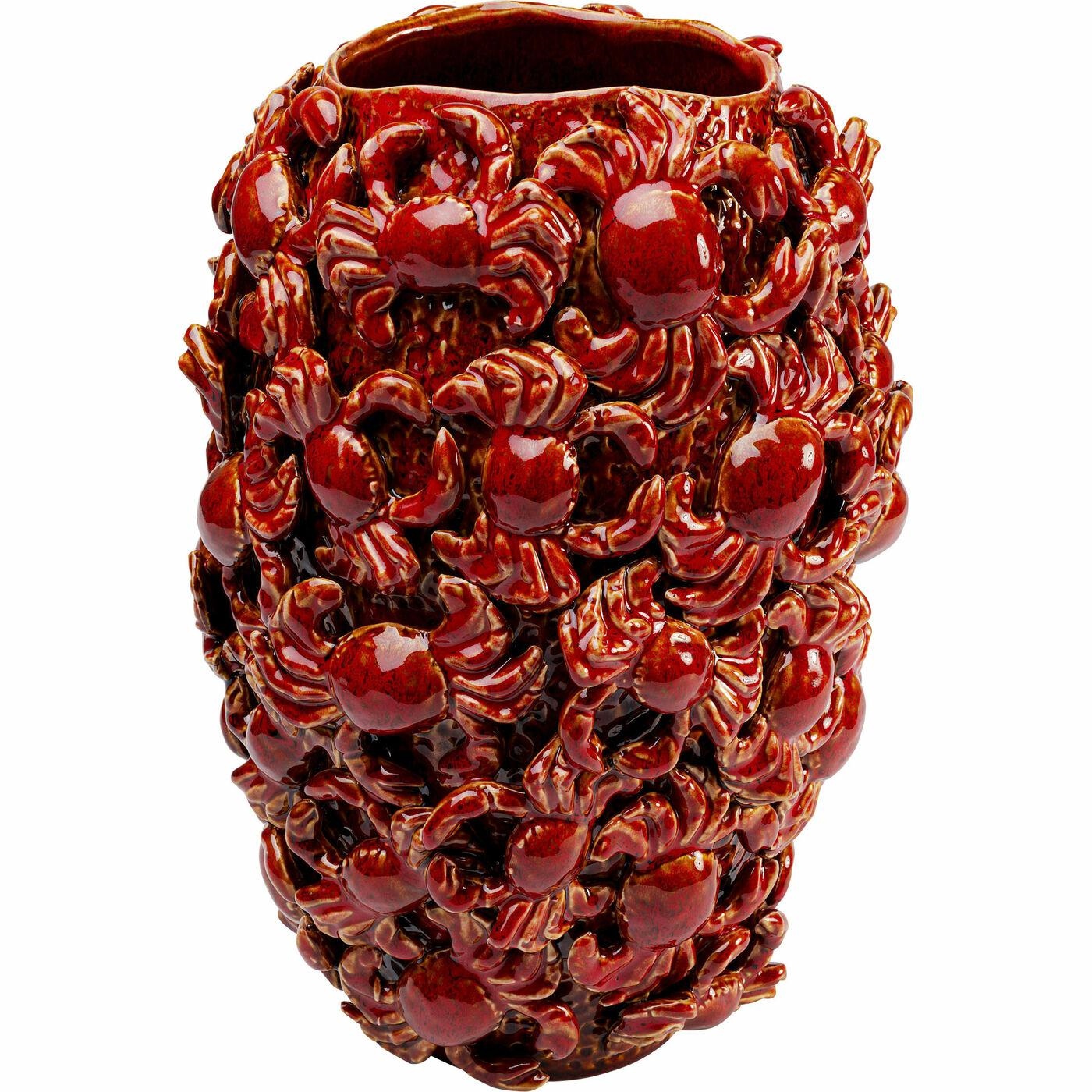 Produse - Vază Decorativă Crabs 39, Gresie Ceramică Roșu Lăcuit - Kare Design