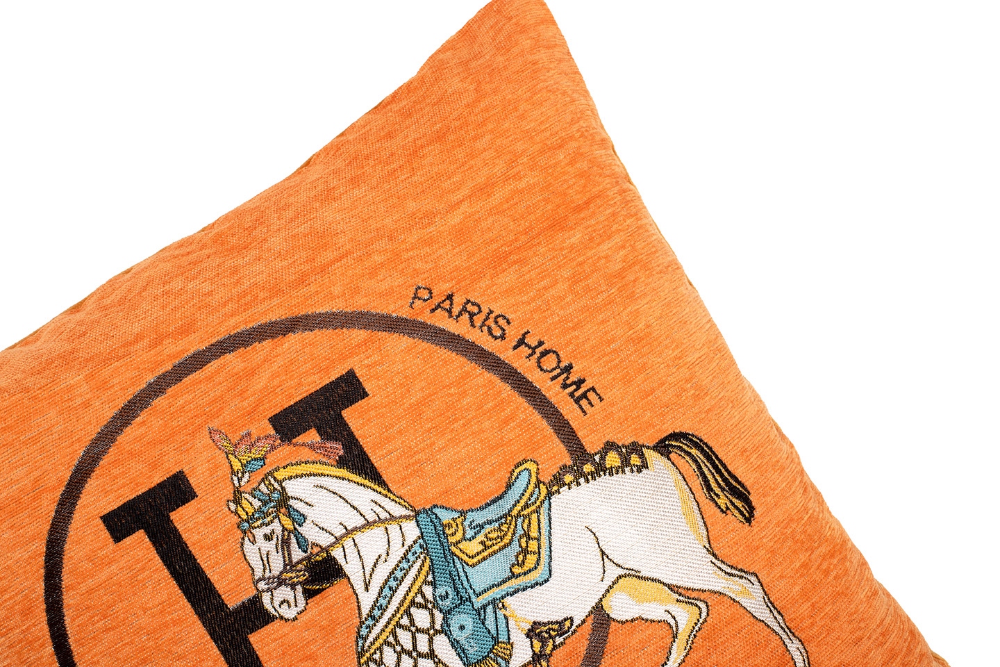 Pernă Decorativă Paris 43x14x43 cm, Țesătură Șenilă și Catifea Portocaliu - SHP [2]