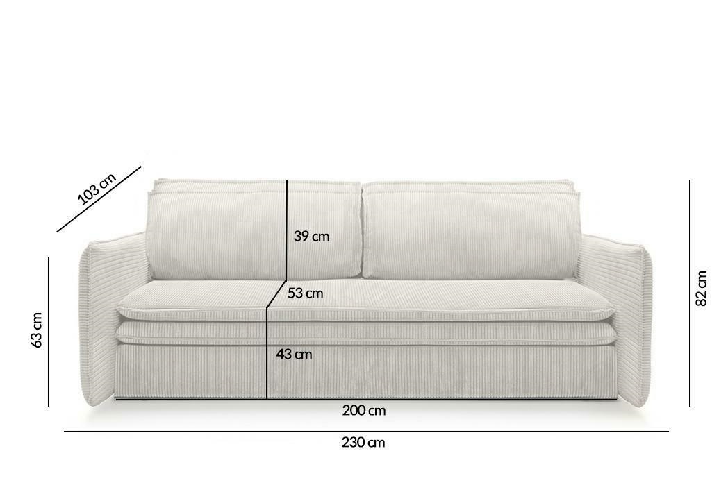 Canapea Sense Slim 230x103x82 cm, Țesătură Sztruksowa Bej Deschis - King Home [13]
