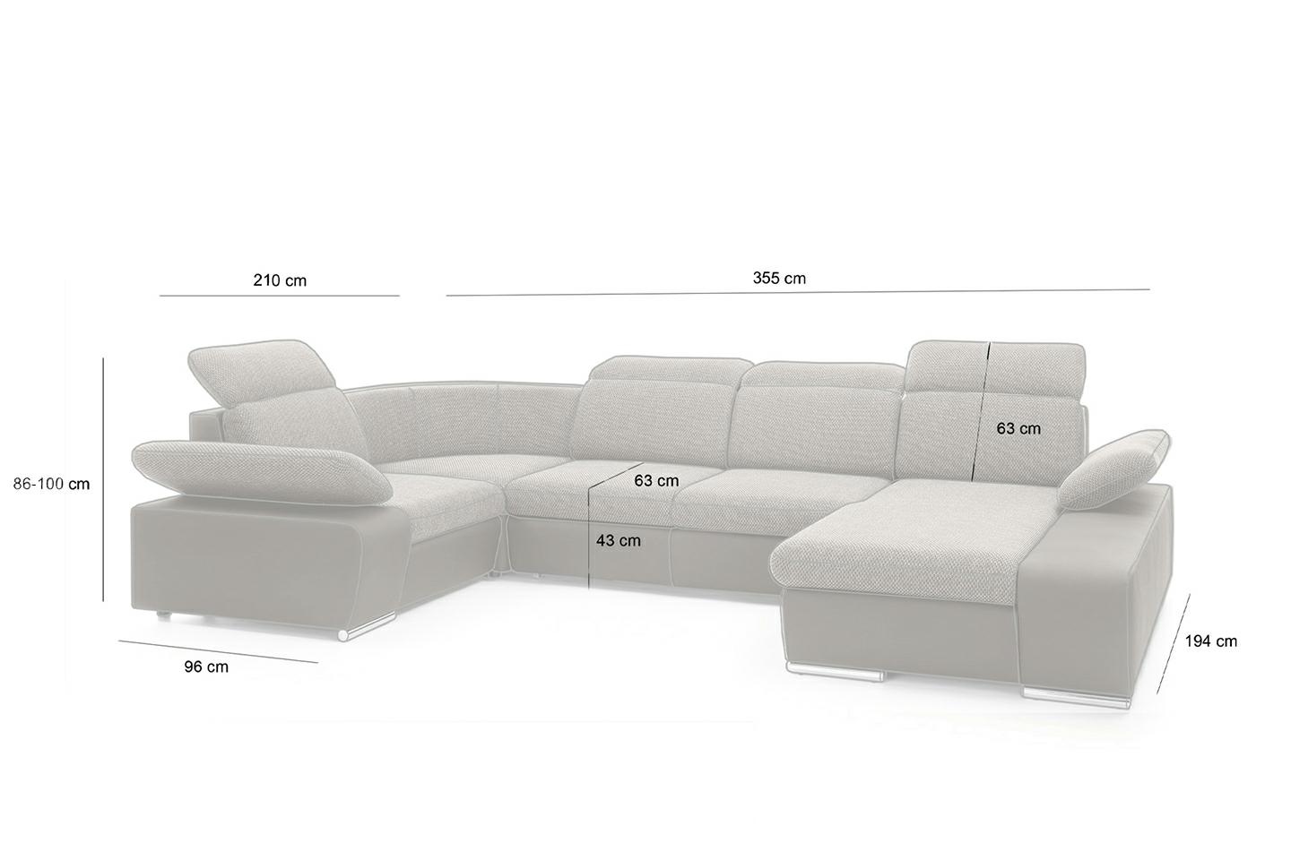 Colțar Continental 355x210x100 cm, Pianki Pur Crom - King Home [2]