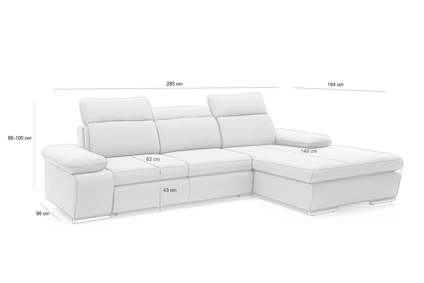 Colțar Nona M 285x194x100 cm, Pianka Pur Crom - King Home [2]