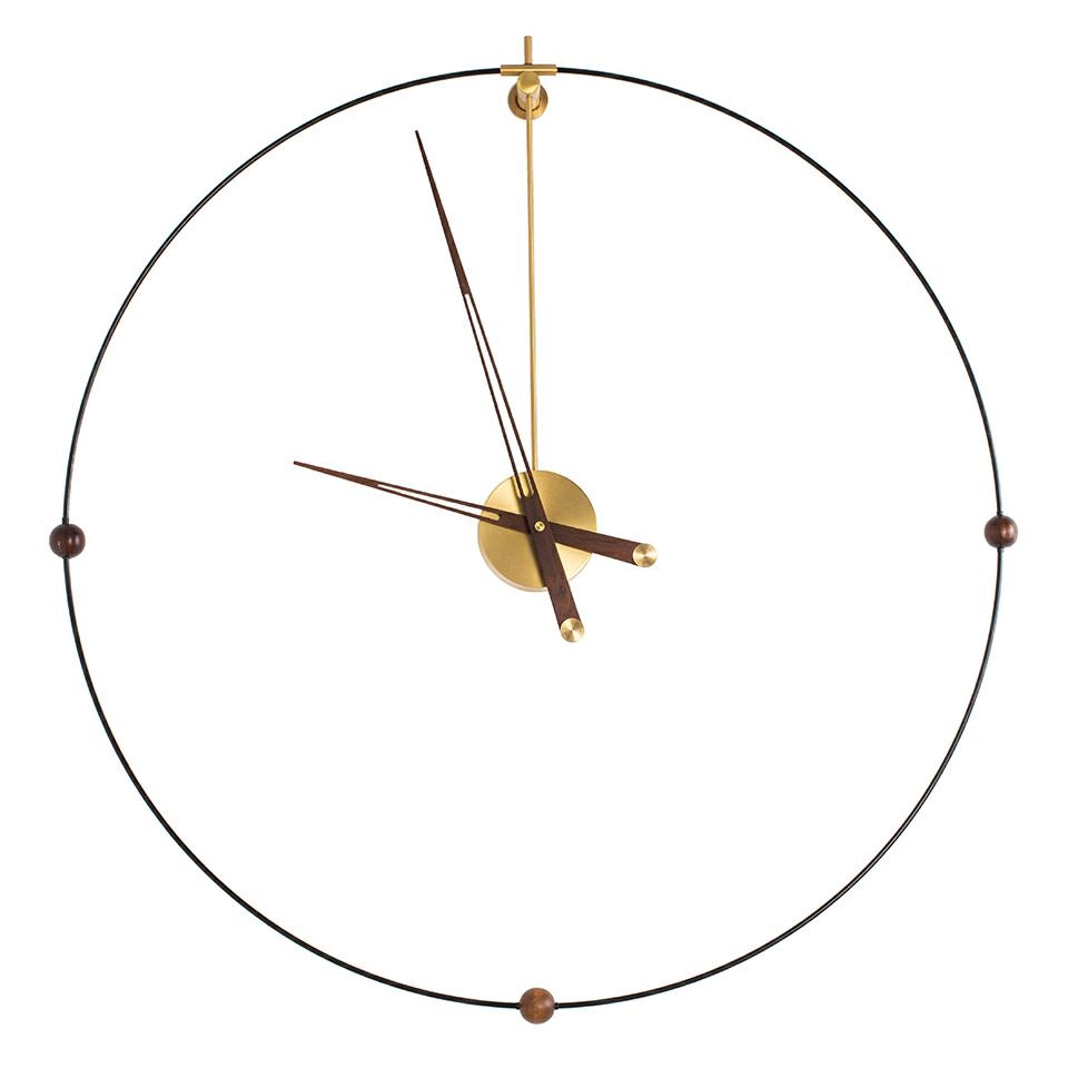Produse - Ceas Decorativ Modern Ring 83x11x83 cm, Oțel și Lemn Negru - King Home