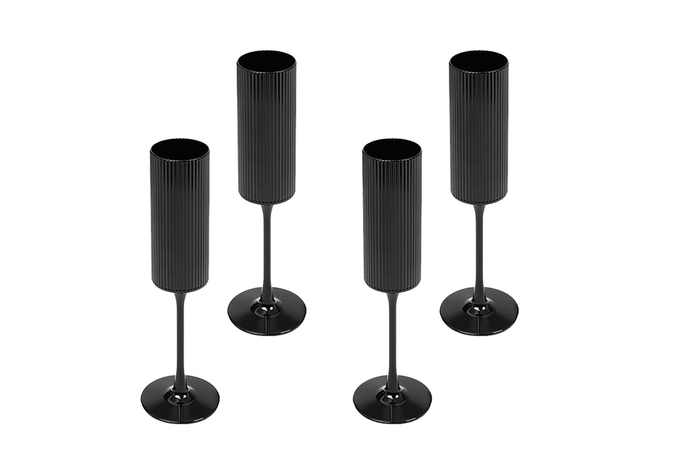 Bucatarie - Set de 4 Pahare de Șampanie Curly 7x7x24,5 cm, Plastic Durabil - SHP