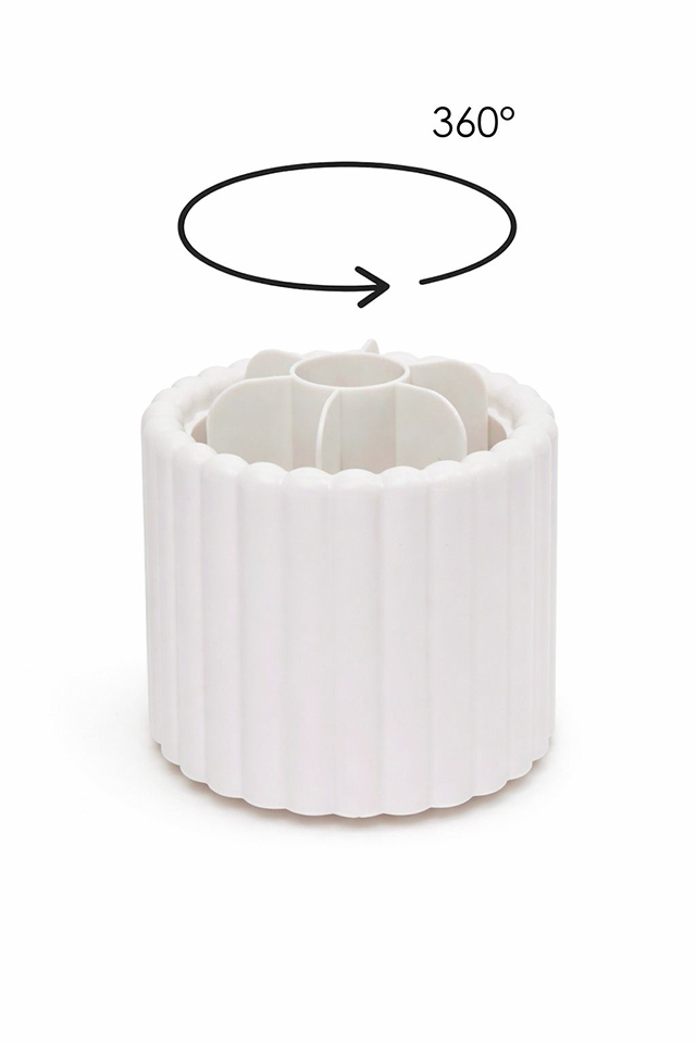 Organizer pentru Pensule Lullaby 13x13x14 cm, Plastic Alb Striat - SHP [2]