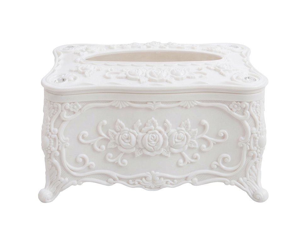 Recipient pentru Șervețele Rococco 18x12,5x10 cm, Plastic Alb - SHP [3]