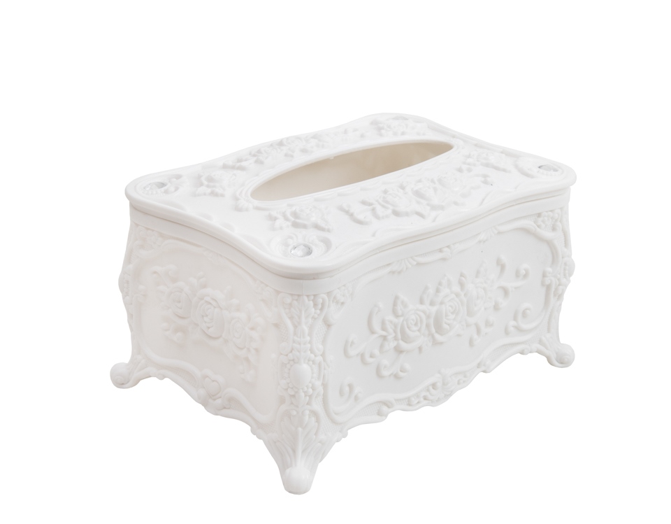 Recipient pentru Șervețele Rococco 18x12,5x10 cm, Plastic Alb - SHP [2]