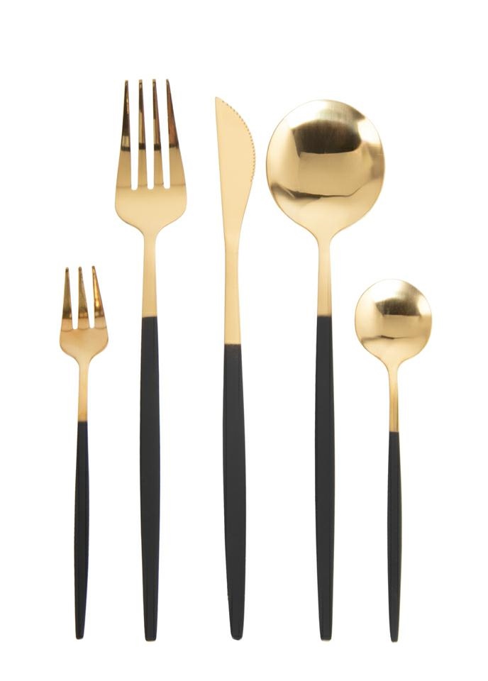 Bucatarie - Set de Tacâmuri Harods 10x2x25 cm, Oțel Inoxidabil Auriu-Negru - SHP