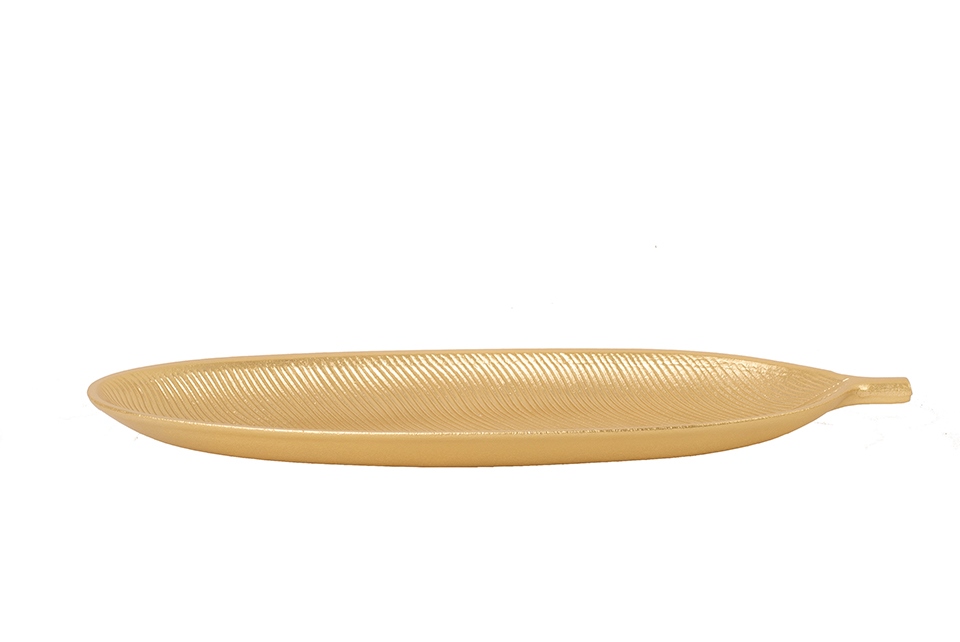 Tava Decorativă Leaf 14,5x2x40 cm, Lemn Auriu - SHP [2]