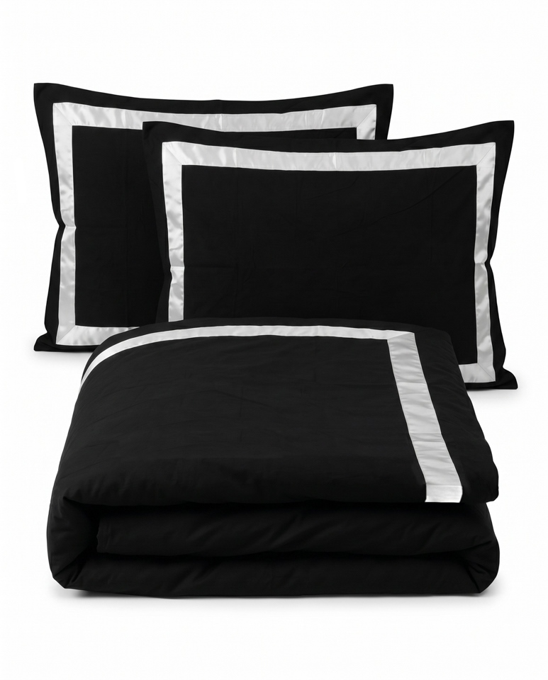 Produse - Set de Lenjerie de Pat Residence 200x2x220 cm, Poliester Negru - SHP