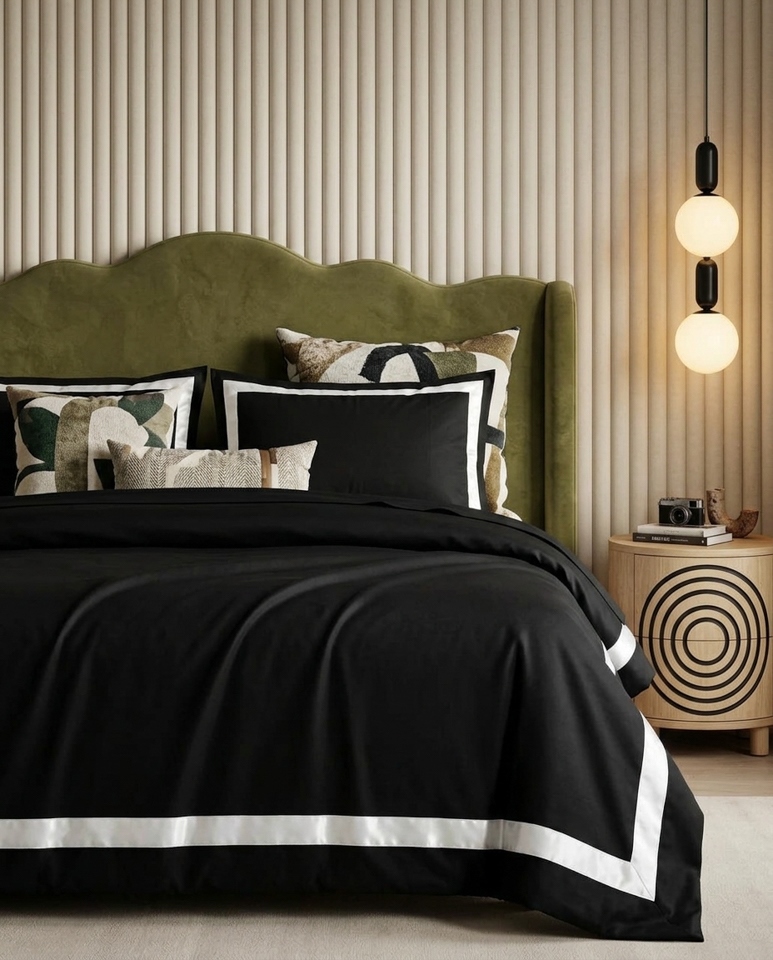 Set de Lenjerie de Pat Residence 200x2x220 cm, Poliester Negru - SHP [5]