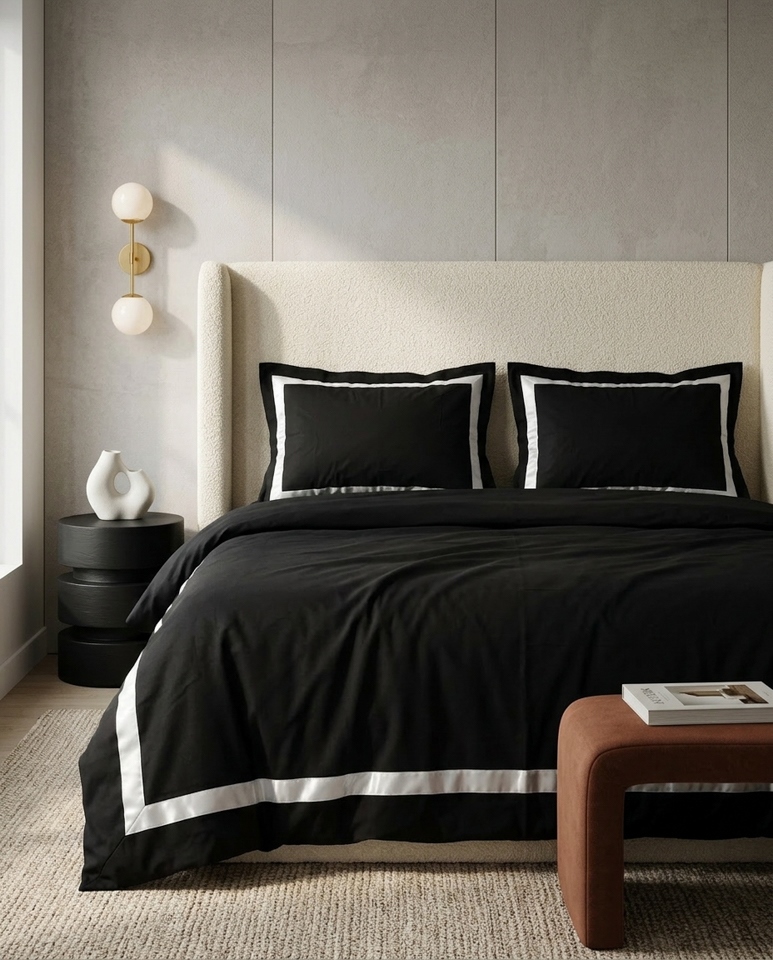 Set de Lenjerie de Pat Residence 200x2x220 cm, Poliester Negru - SHP [6]