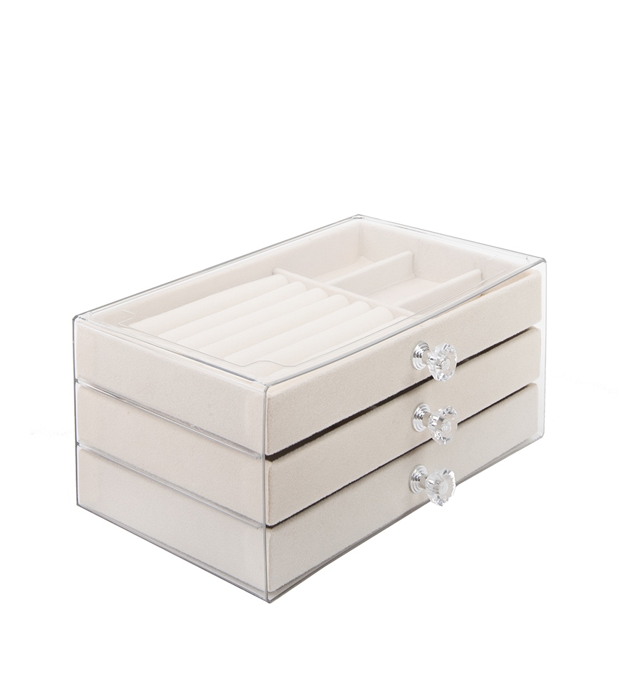 Cutii decorative - Cutie pentru Bijuterii Arven 13,5x10,5x23,5 cm, Acril Bej - SHP